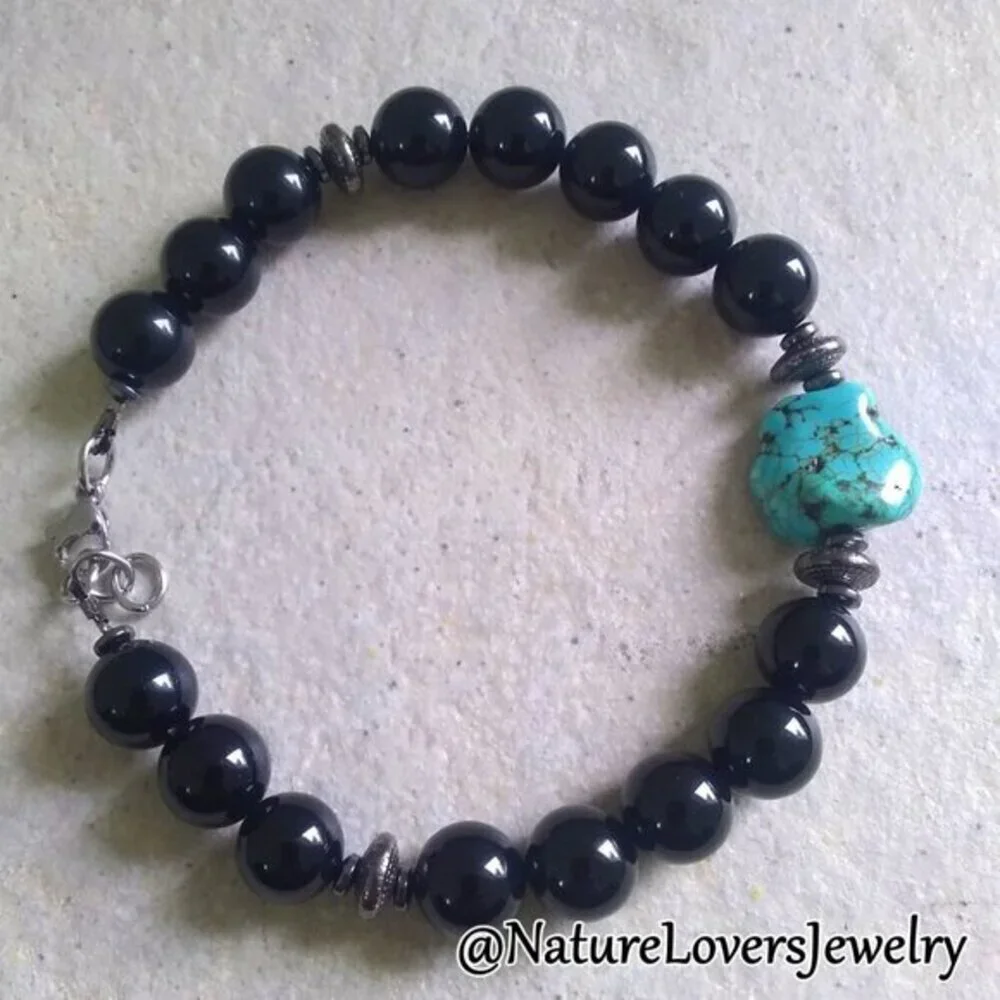 Big Man's Black Jasper + Magnesite Bracelet - Grounding Balance Stability